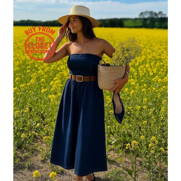 ZARA Blogger Fave Belted Strapless Dress NWT โจ Elegant A-Line Size M - Picture 1 of 16